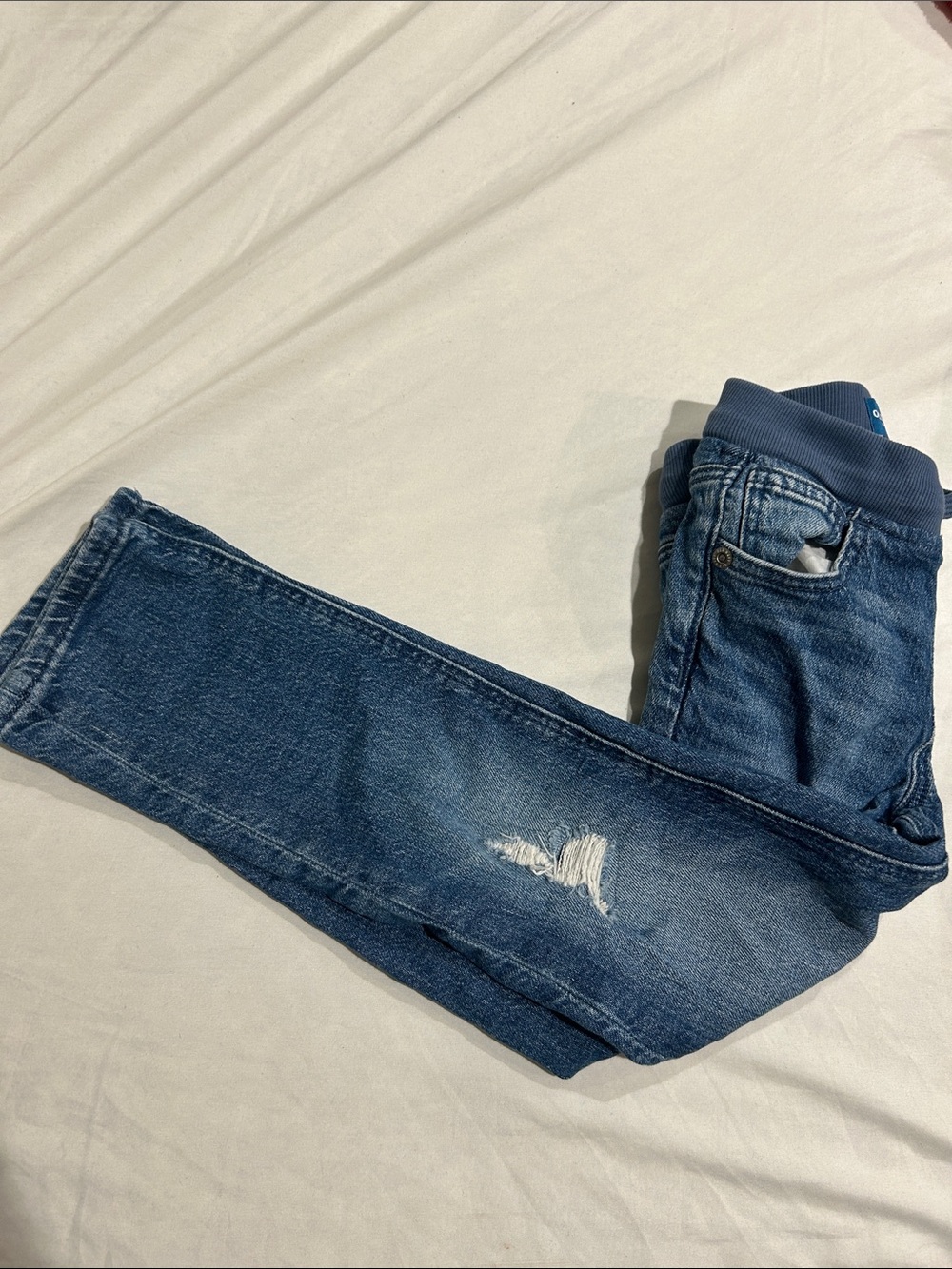Boys Mid-Blue Distressed Stretch Jeans